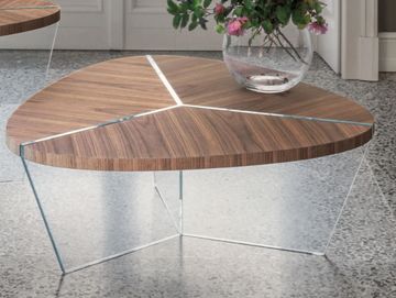 AIDA - Low triangular wood and glass coffee table by Tonin Casa - view 2